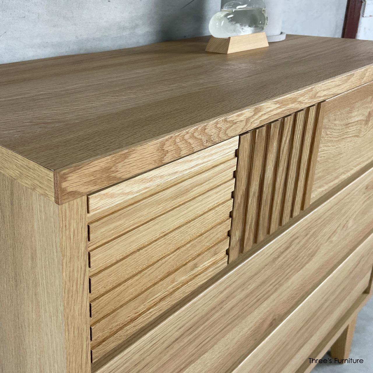 リビングチェスト チェスト リビング収納 引出し収納 木製脚 オーク無垢材 コンパクト 大人かわいい ｗ71 | 3枚目