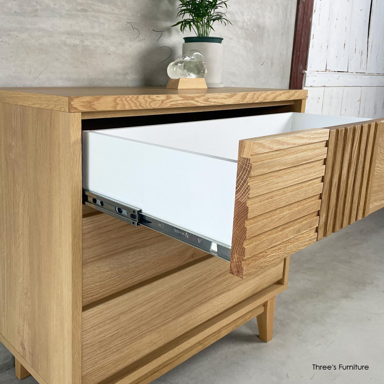 リビングチェスト チェスト リビング収納 引出し収納 木製脚 オーク無垢材 コンパクト 大人かわいい ｗ71 | 5枚目