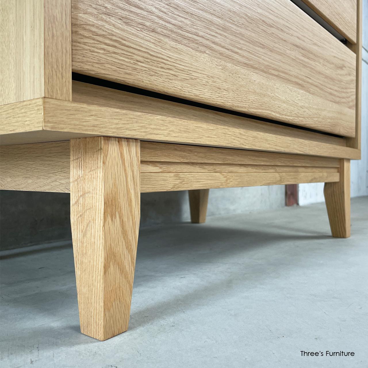 リビングチェスト チェスト リビング収納 引出し収納 木製脚 オーク無垢材 コンパクト 大人かわいい ｗ71 | 7枚目